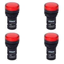 Kit 4 Sinaleiro Redondo Vermelho 22mm Led Slds2201 Steck