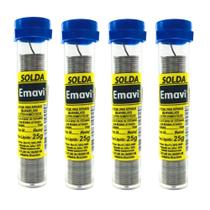 Kit 4 Solda Tubinho Emavi 25g Estanho em Fio 1mm Elétrica Eletrônica Soldagem Profissional