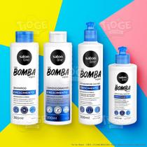 Kit 4 SOS Bomba Crescimento Cabelos Ondulados Cacheados Crespos Shampoo + Condicionador + Ativador + Creme Pentear - Salon Line