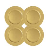 Kit 4 Sousplat De Chá Dourado 25Cm Diâmetro Rafimex