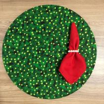 Kit 4 Sousplat Mdf Com Capa e Guardanapo Estrela De Natal Verde