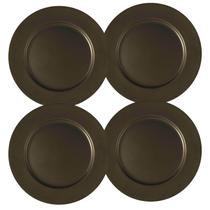 Kit 4 Sousplat Redondo Polipropileno Preto 33Cm Rafimex