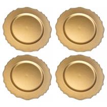 Kit 4 Sousplat Trançado Dourado Redondo 33cm