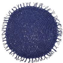 Kit 4 Sousplats Yoi Folk Azul Marinho 38Cmx38Cm