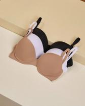 Kit 4 Soutien Básico com Bojo Lingerie Sutiã Premium Sustentação Alça Regulável Conforto