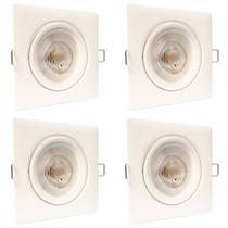 Kit 4 Spot de Led 12W 3000K Branco Quente Quadrado Bivolt - Luz Aconchegante e Econômica