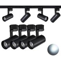 Kit 4 Spot de Trilho Preto 6500K 7W C/ 1 Trilho de 1M Preto Kit 4 Spot de Trilho Preto 6500K 7W C/ 1 Trilho de 1M Preto