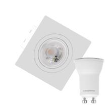 Kit 4 Spot Embutir Quadrado Face Plana Mini Dicroica Mr11 Branco + Lâmpada LED 4w 2700k