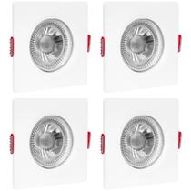 Kit 4 Spot Led Embutir 3w Quadrado 6500k Branco Frio - Branco-frio - 110V/220V