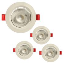 Kit 4 Spot Led Embutir 3w Redondo 3000k Branco Quente