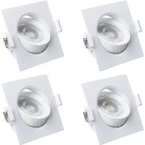 Kit 4 Spot LED Quadrado 3W Direcional Bivolt 3000K Iluminação moderna e aconchegante