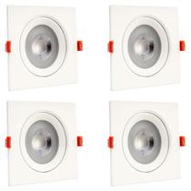 Kit 4 Spot Led Quadrado Branco Neutro 4000K 12W Bivolt - Direcionável, Design Moderno e Instalação Fácil