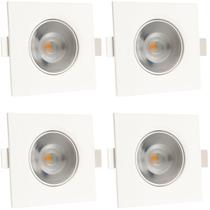 Kit 4 Spot Led Quadrado Direcionável 5W 4000K Bivolt Neutro - Design Sofisticado e Baixo Consumo