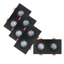 Kit 4 Spot Led Quadrado Direcionável Preto Duplo 10w Branco Frio
