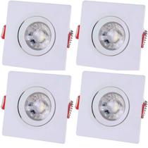 Kit 4 Spot LED Quadrado Embutir 3W 6500K Luz Branca Kit 4 Spot LED Quadrado Embutir 3W 6500K Luz Branca