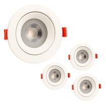 Kit 4 Spot Redondo LED 6500K 12W Branco-Frio Direcionável Embutir Alta Eficiência Kit 4 Spot Redondo LED 6500K 12W Branco-Frio Direcionável Embutir Alta Eficiência