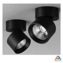 Kit 4 Spot Sobrepor Preto Redondo Direcionável 20w 3000k