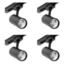 Kit 4 Spots Para Trilho 10w 6500K Preto 2 em 1 Embu Led Kit 4 Spots Para Trilho 10w 6500K Preto 2 em 1 Embu Led