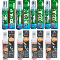 Kit 4 Spray Para Massagem Icerelief 120ml + 4 Spray Peixe Elétrico 120ml