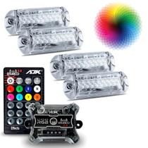 Kit 4 Strobo Automotivo Rítmico Led RBG Com Controle 3W