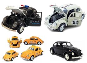 KIT 4 Super Fusca Táxi Clássico Carrinho Brinquedo metal Retrô escala 1:32