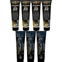 Kit 4 Super Gel 30 Ervas 150g + 3 Pomada Massageadora Fisiofort Premium 150g