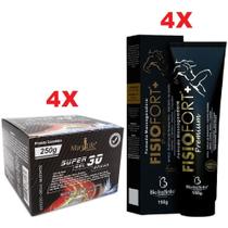 Kit 4 Super Gel 30 Ervas 250g + 4 Pomada Fisio Fort Premium 150g
