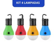 Kit 4 Super Lampada Portatil Camping Led Barraca Pesca Kit 4 Super Lampada Portatil Camping Led Barraca Pesca