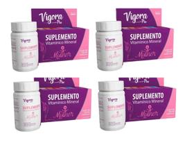 Kit 4 Suplemento Vigora Plus Multivitamínico Mulher 60 Cáps