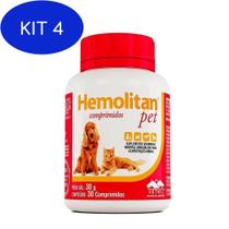 Kit 4 Suplemento Vitamínico Hemolitan Pet 30Cps - Vetnil