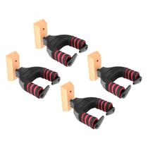 Kit 4 Suporte De Parede LAGS-2 Luminos Com Base De Madeira Trava Automatica Para Pendurar Guitarra Violão Baixo Violino Viola Ukulele Cavaquinho