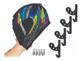 Kit 4 Suporte De Parede Para Capacete Com Gancho Branco