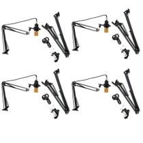 Kit 4 Suporte Mesa Para Microfone Podcast Articulado Nb35