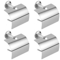 Kit 4 Suporte Papeleira Tampa Para Papel Higiênico Aço Inox