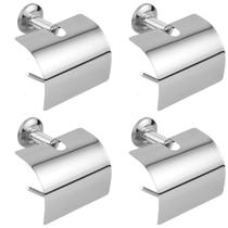 Kit 4 Suporte Papeleira Tampa Para Papel Higiênico Aço Inox