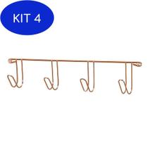 Kit 4 Suporte Para Toalhas Com 4 Ganchos Rose Gold - Arthi