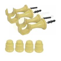 Kit 4 Suporte para Varao Cortina com Ponteira 28mm - Imbuia, Branco ou Bege
