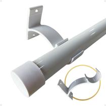 Kit 4 Suporte Perfil Parede Varão Comum Ilhós 28mm Cortina Argola Instalação