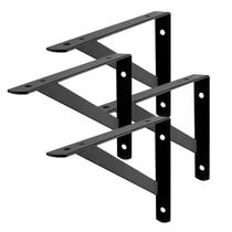 Kit 4 Suporte Prateleira Mão Francesa Aço 23cm Preto Fertak