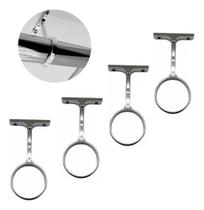 Kit 4 Suportes Central P Tubo Cabideiro Redondo Guarda Roupa