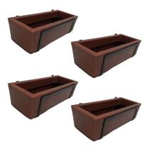 Kit 4 Suportes com Jardineira Marrom para Jardim Vertical