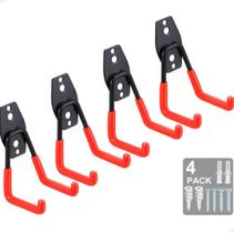 Kit 4 Suportes de Parede Gancho de Aço Reforçado Para Bicicleta, Ferramentas e Escadas Com Parafusos Inclusos