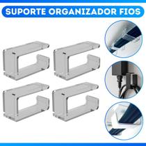 Kit 4 Suportes Organizador De Cabos Ganchos para Esconder Fios embaixo de Mesa