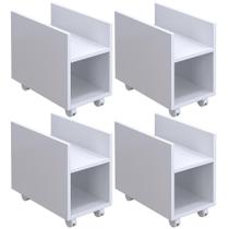 Kit 4 Suportes Para Cpu E Nobreak Com Rodízios Guide Branco