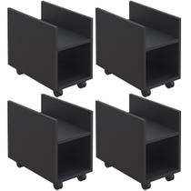 Kit 4 Suportes Para Cpu E Nobreak Com Rodízios Guide Preto