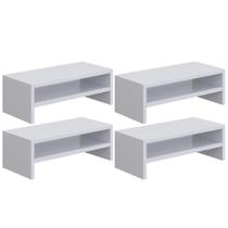 Kit 4 Suportes Stand Para Monitores Mesa Escritório Branco