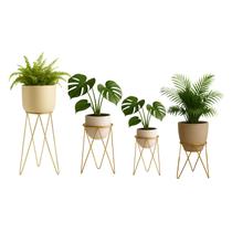 Kit 4 Suportes Tripé de Chão para Vaso de Plantas Piso Interno ou Externo - 30x45x60 e 40cm Kit 4 Suportes Tripé de Chão para Vaso de Plantas Piso Interno ou Externo - 30x45x60 e 40cm