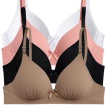 Kit 4 Sutiã Com Bojo Soft Feminino Alta Sustentação Básico Dia a Dia Alça Regulável Soutien