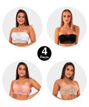 Kit 4 Sutiã IMI Lingerie Em Renda Sem Alça Bustiê
