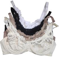 Kit 4 Sutiã Soutien Plus Size Lycra e Renda Sem Bojo Com Aro Kit 4 Sutiã Soutien Plus Size Lycra e Renda Sem Bojo Com Aro